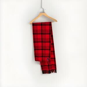 Phenix Cashmere Scarf Red Black Plaid Old Money Preppy Classic 100% cashmere